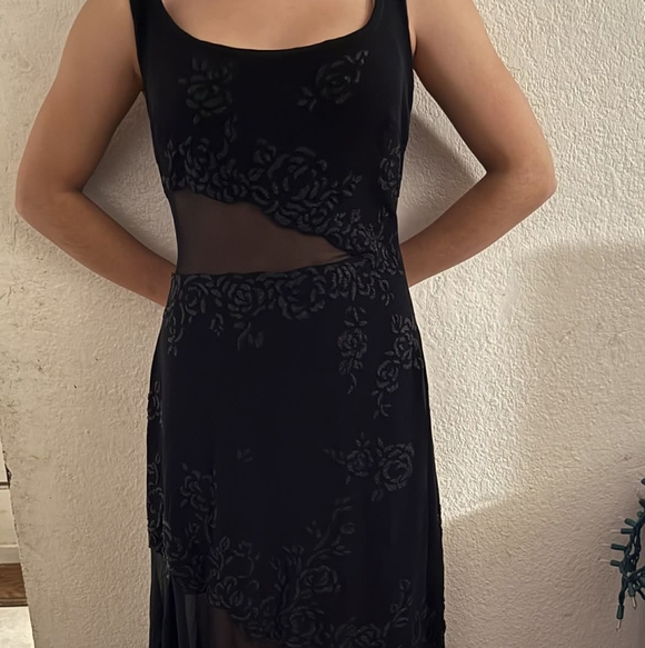 Tadashi shoji gorgeous sheer inset vintage full length gown embellished good con - Picture 6 of 6